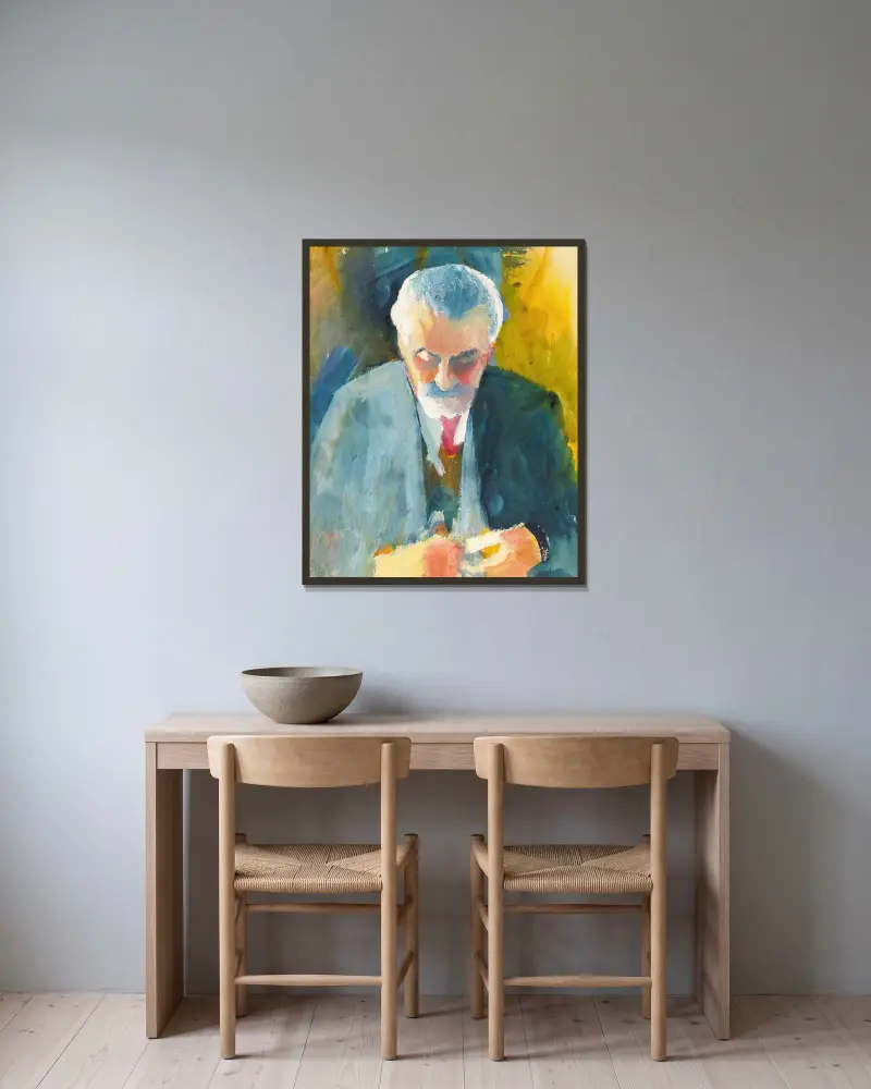 Bildnisstudie Bernhard Koehler von August Macke gerahmt an einer Wand