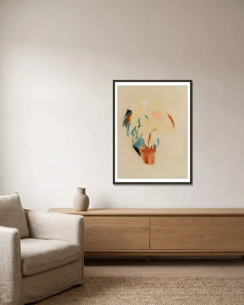 Blumentopf (groß) av August Macke inramad på en vägg