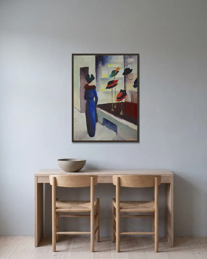 Hat shop av August Macke inramad på en vägg