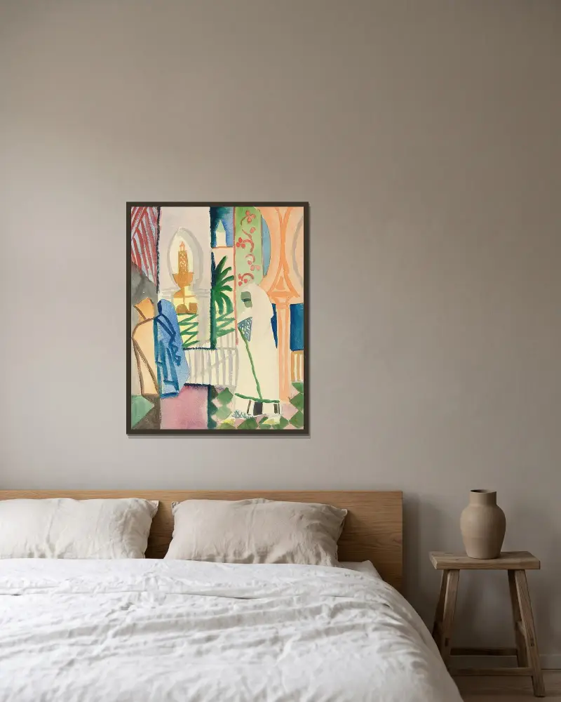 In der Tempelhalle av August Macke inramad på en vägg