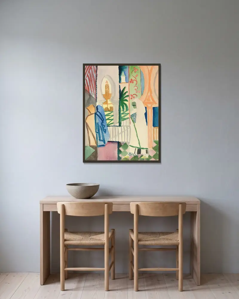 In der Tempelhalle av August Macke inramad på en vägg