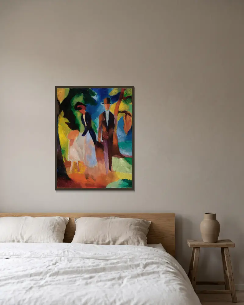 Leute am blauen See von August Macke gerahmt an einer Wand