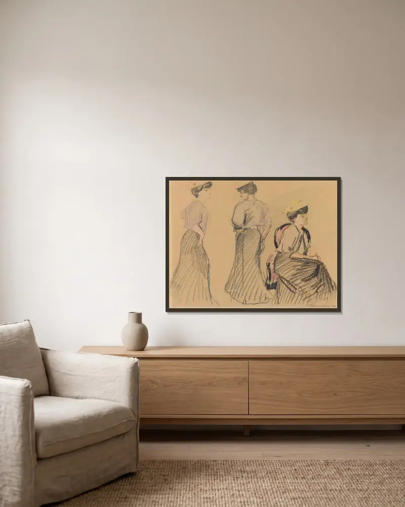 Mädchenstudien I von August Macke gerahmt an einer Wand