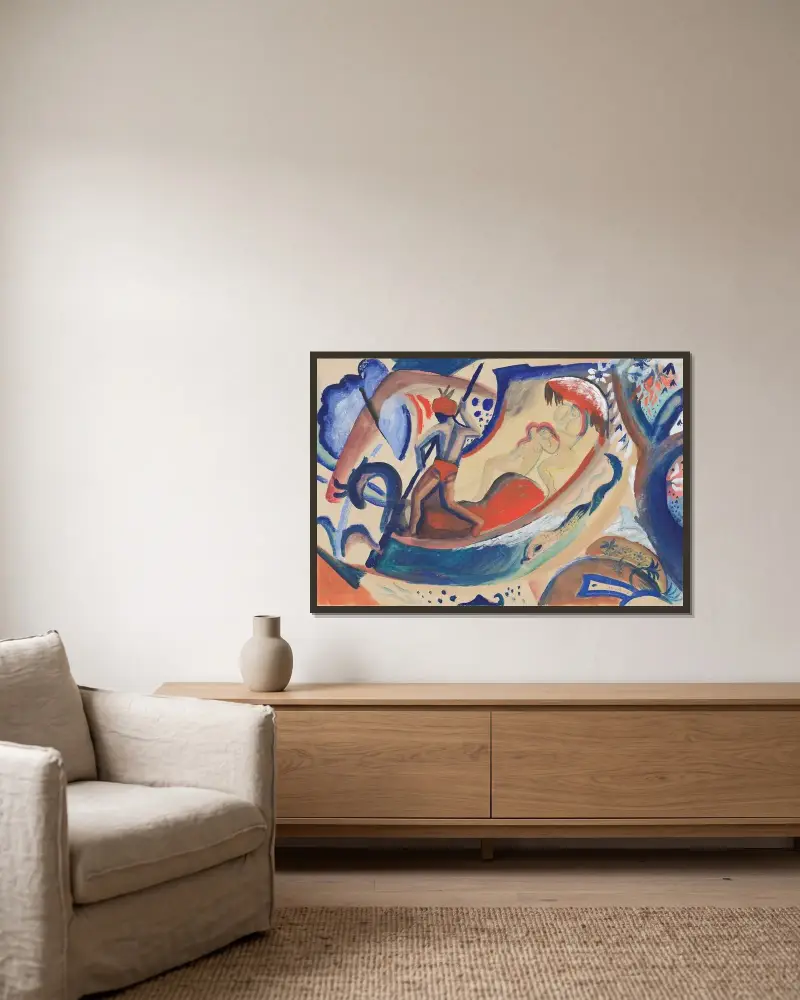 Nackte Mädchen in der Barke av August Macke inramad på en vägg