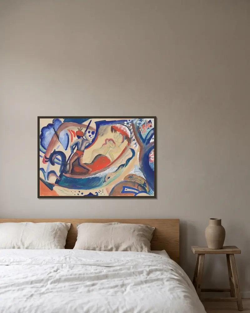 Nackte Mädchen in der Barke av August Macke inramad på en vägg