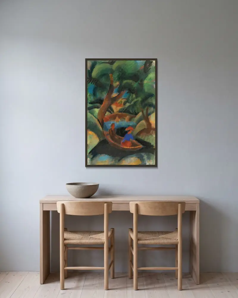 Paar im Nachen av August Macke inramad på en vägg