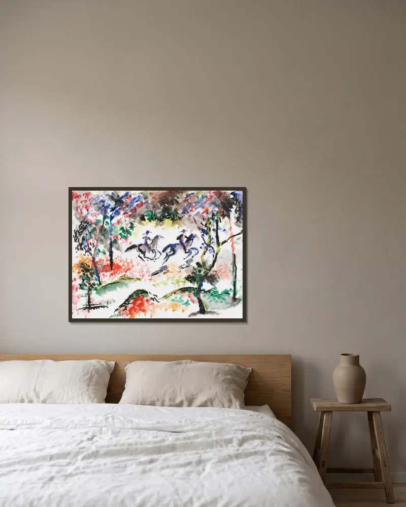 Reiter im Wald av August Macke inramad på en vägg