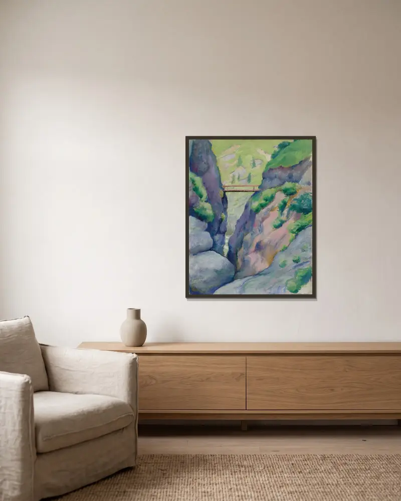 Schlucht in Tegernsee av August Macke inramad på en vägg
