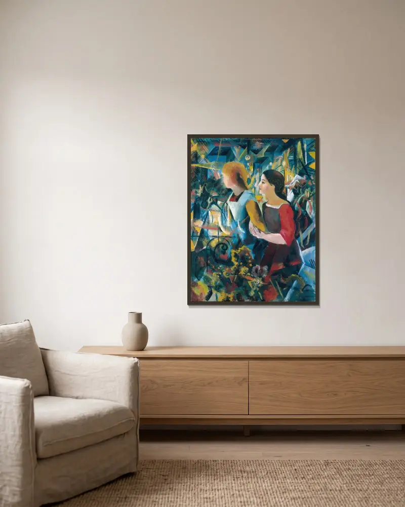 Zwei Mädchen von August Macke gerahmt an einer Wand