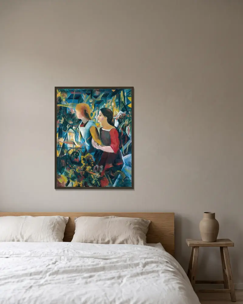 Zwei Mädchen von August Macke gerahmt an einer Wand