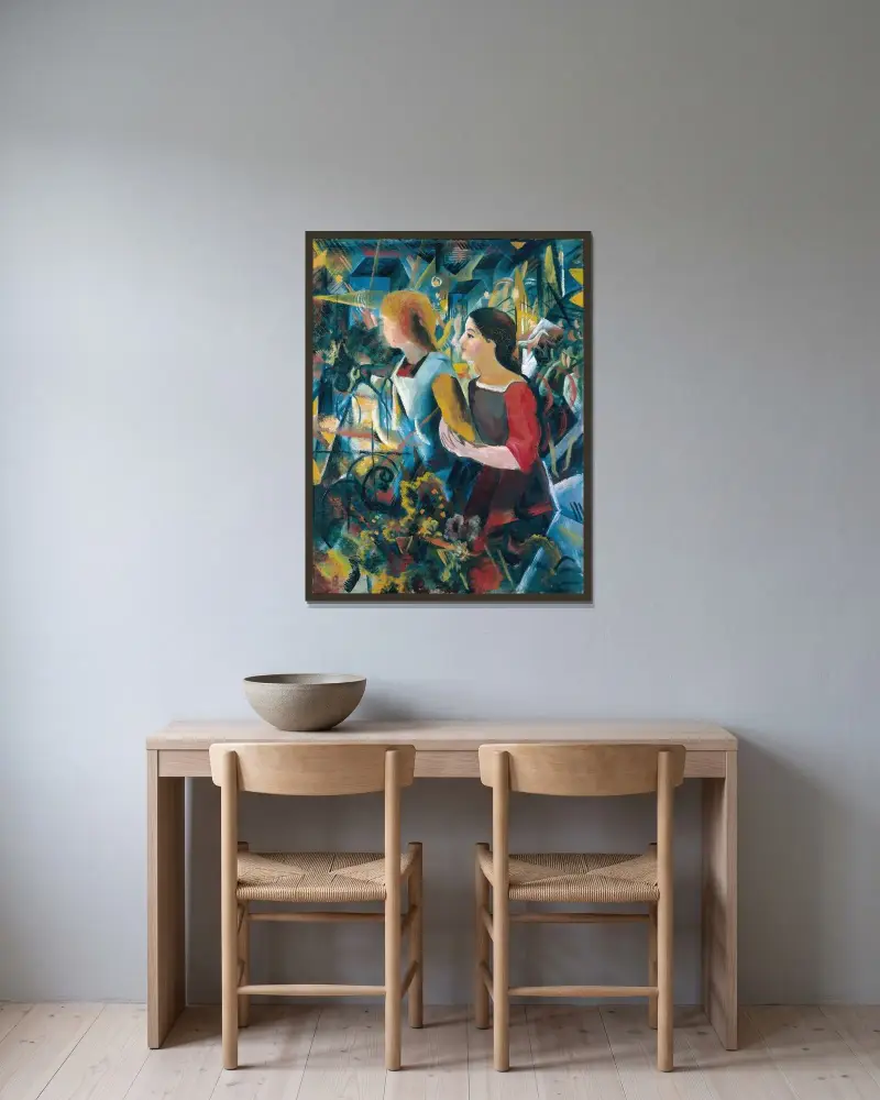 Zwei Mädchen von August Macke gerahmt an einer Wand