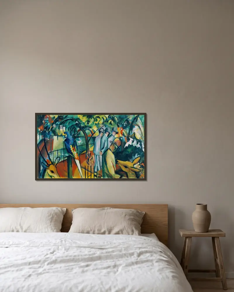Zoological Garden I av August Macke inramad på en vägg