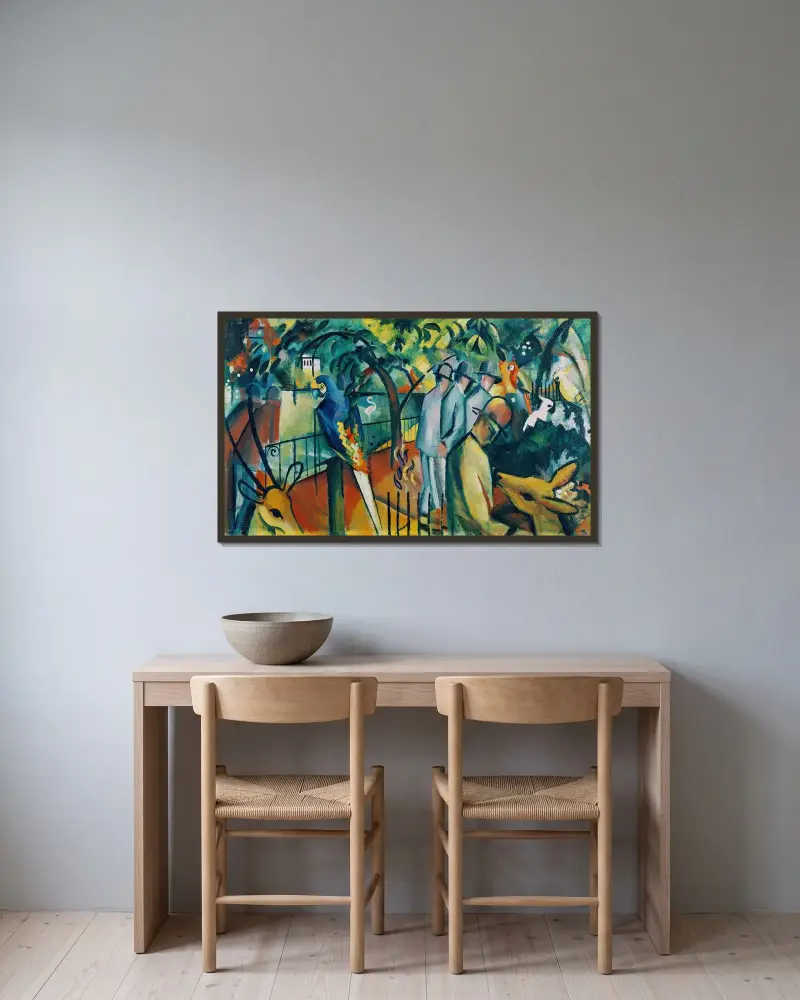 Zoological Garden I av August Macke inramad på en vägg