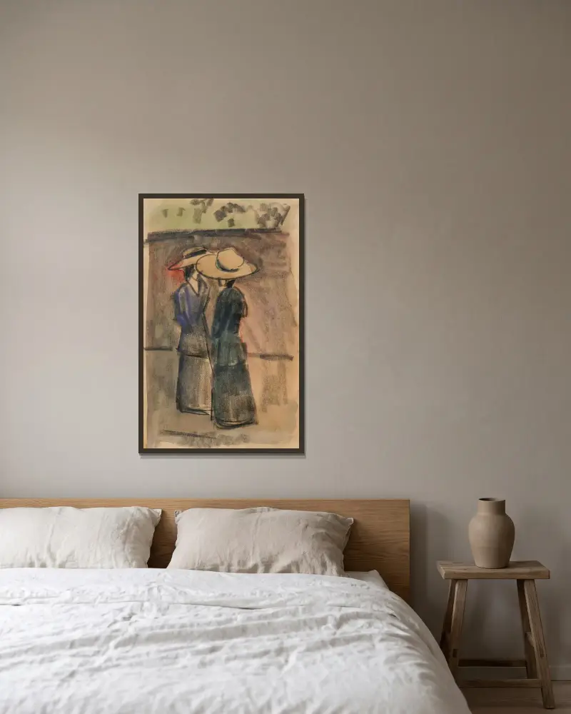 Zwei Frauen av August Macke inramad på en vägg