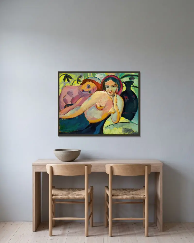 Dwie dziewczynki (orientalny szkic), August Macke w ramie na ścianie