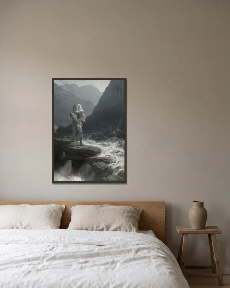 Frithiof och Ingeborg av August Malmström inramad på en vägg