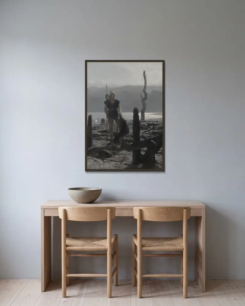 Powrót Frithiofa, August Malmström w ramie na ścianie
