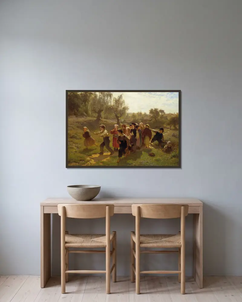 The Game av August Malmström inramad på en vägg
