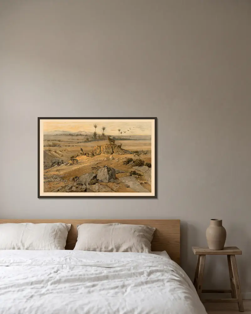 Aus der Sahara von August Specht gerahmt an einer Wand
