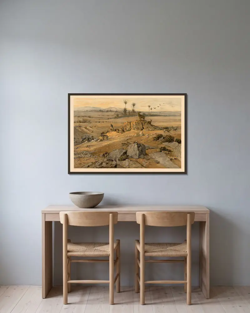 Aus der Sahara von August Specht gerahmt an einer Wand