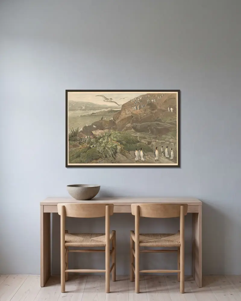 Auf Kerguelen (im Südlichen Ozean) von August Specht gerahmt an einer Wand