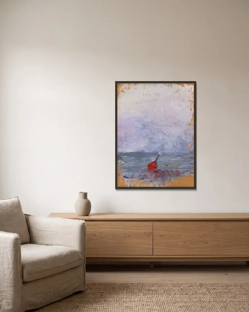 Ljudbojen (Sounding Buoy) von August Strindberg gerahmt an einer Wand