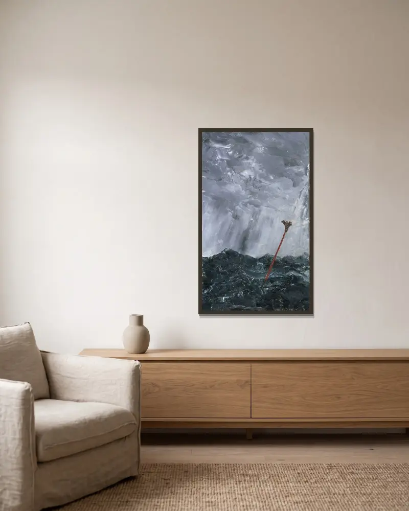 Stormy Sea. Broom Buoy von August Strindberg gerahmt an einer Wand