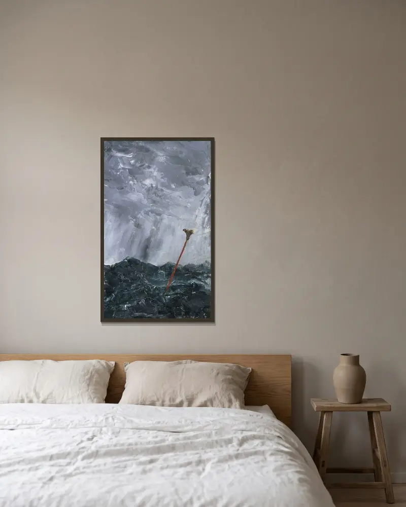 Stormy Sea. Broom Buoy von August Strindberg gerahmt an einer Wand