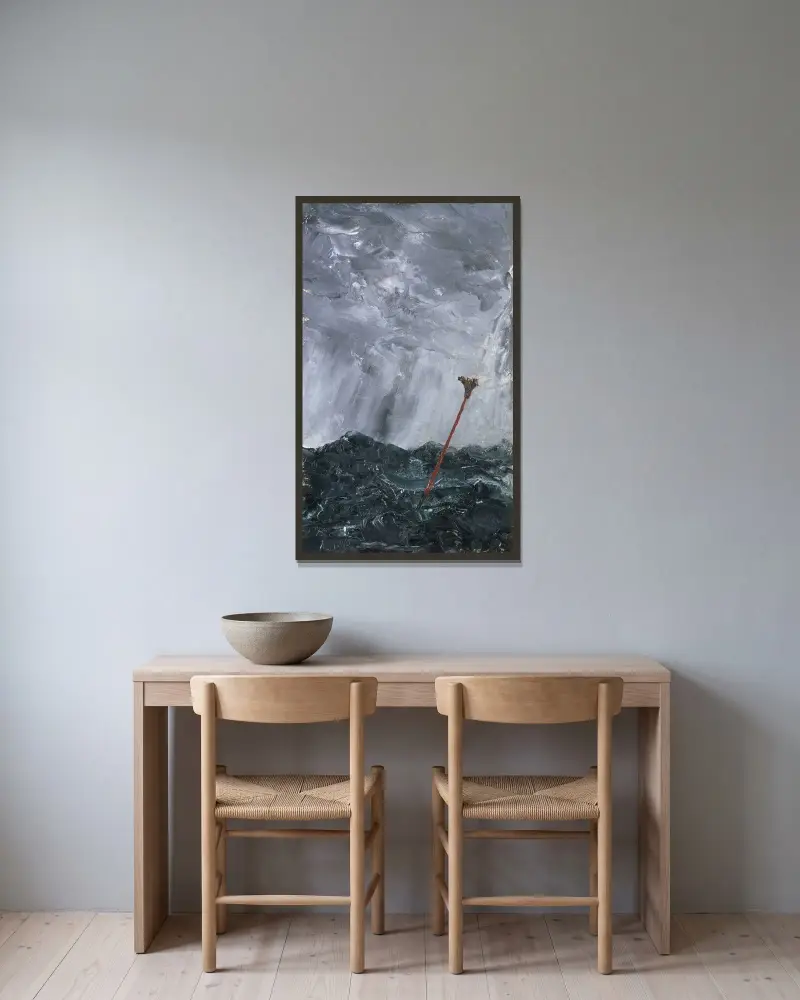 Stormy Sea. Broom Buoy von August Strindberg gerahmt an einer Wand