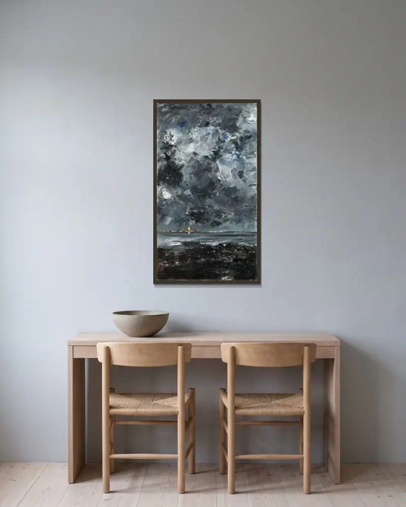 The Town von August Strindberg gerahmt an einer Wand