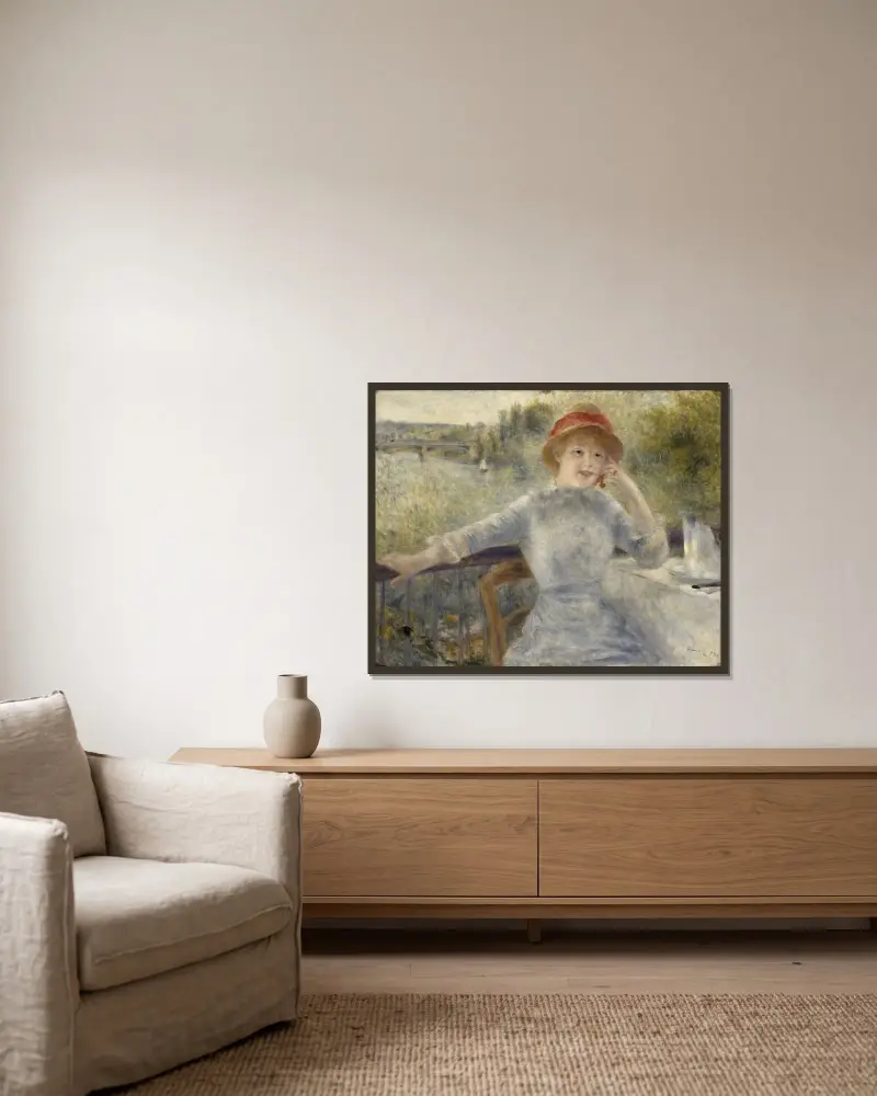 Alphonsine Fournaise av Pierre-Auguste Renoir inramad på en vägg