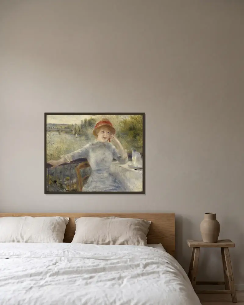 Alphonsine Fournaise av Pierre-Auguste Renoir inramad på en vägg