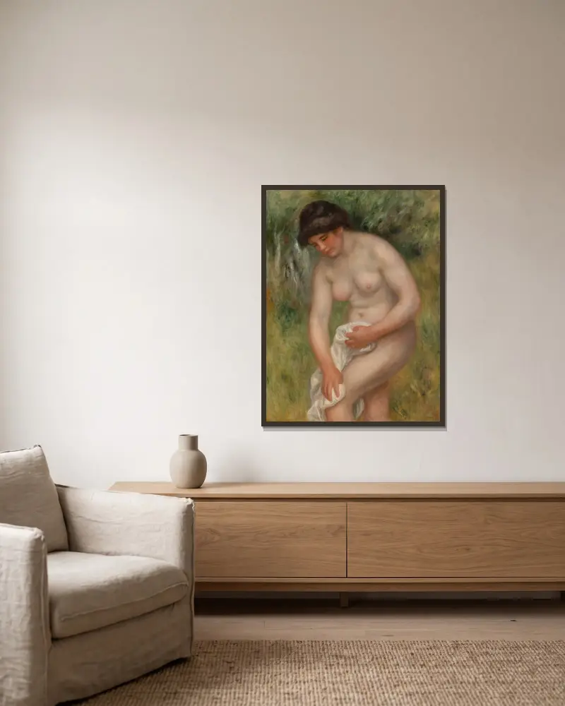 Koupající se žena, která se utírá, Pierre-Auguste Renoir v rámu na stěně