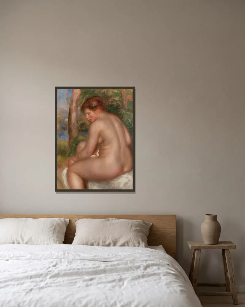 Koupající se žena ve tříčtvrtečním pohledu, Pierre-Auguste Renoir v rámu na stěně