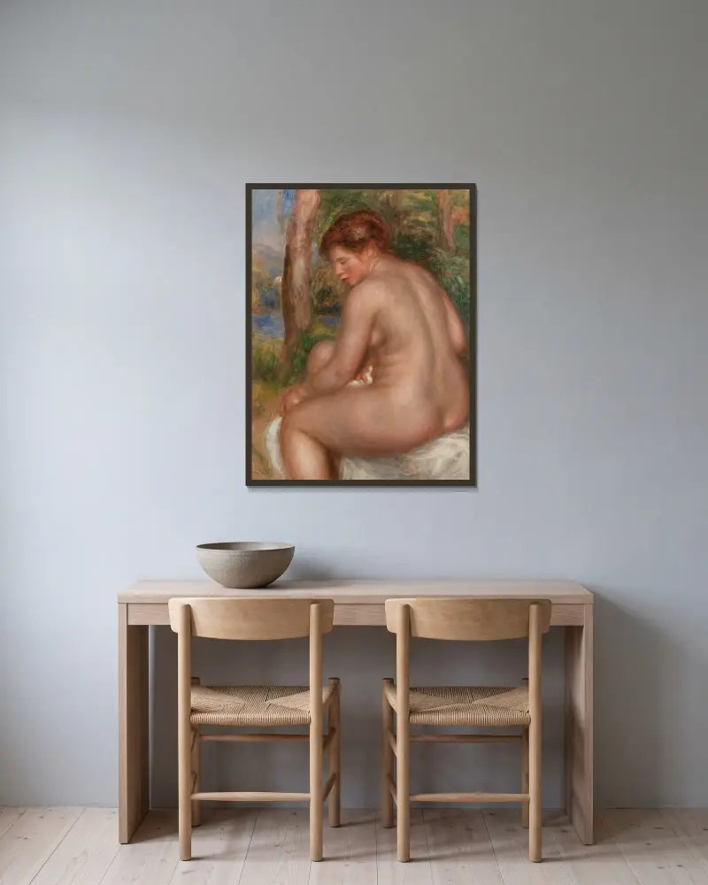 Koupající se žena ve tříčtvrtečním pohledu, Pierre-Auguste Renoir v rámu na stěně