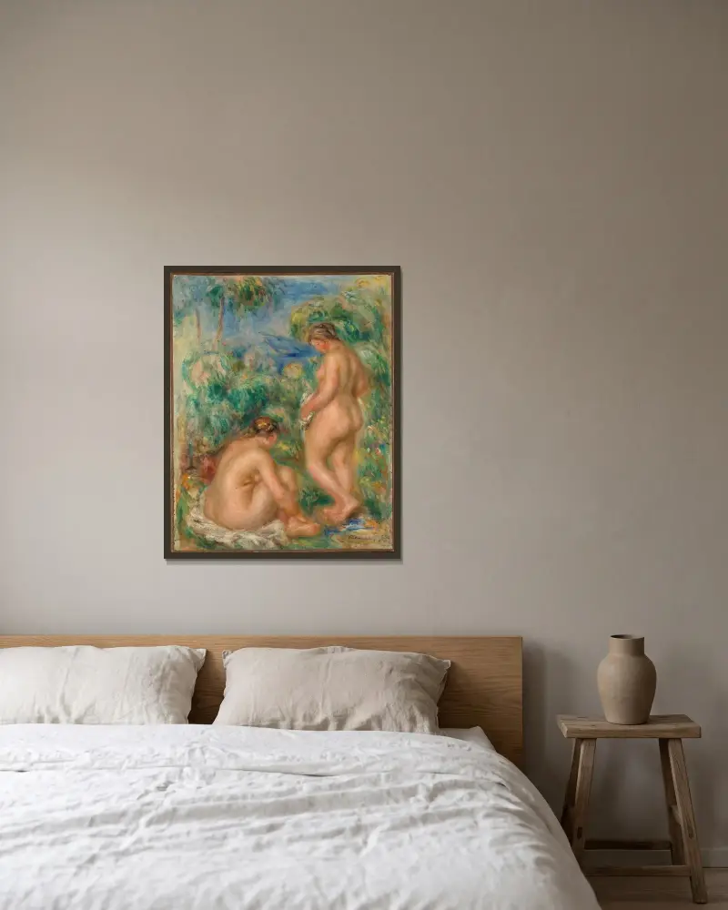 Bathing women av Pierre-Auguste Renoir inramad på en vägg