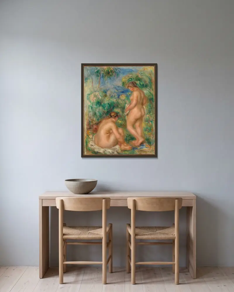 Bathing women av Pierre-Auguste Renoir inramad på en vägg