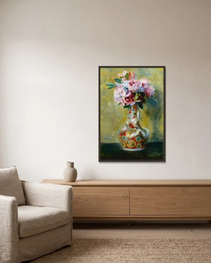Bukiet w wazonie, Pierre-Auguste Renoir w ramie na ścianie