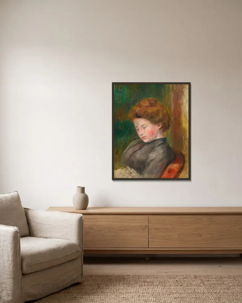 Büste einer Frau von Pierre-Auguste Renoir gerahmt an einer Wand