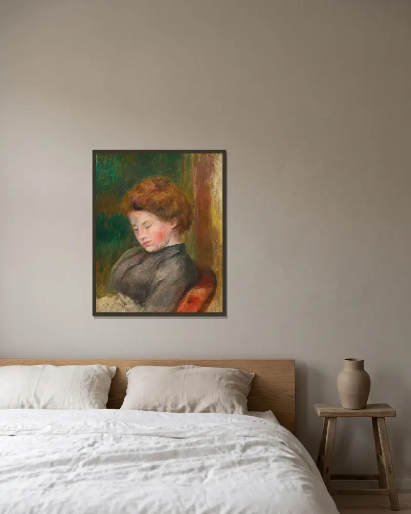 Büste einer Frau von Pierre-Auguste Renoir gerahmt an einer Wand