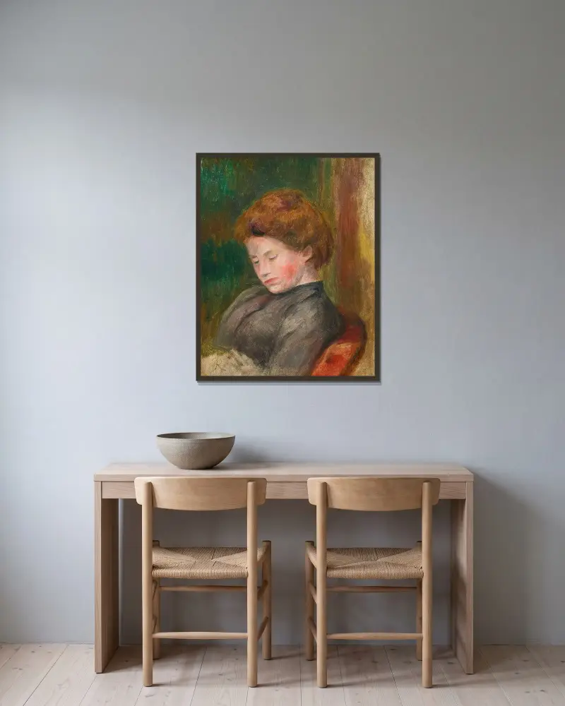Büste einer Frau von Pierre-Auguste Renoir gerahmt an einer Wand