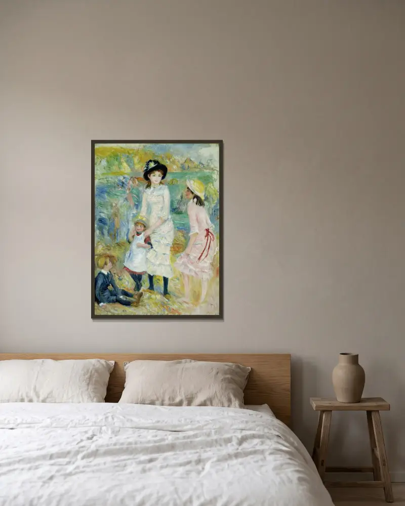 Barn på stranden, Guernsey av Pierre-Auguste Renoir inramad på en vägg