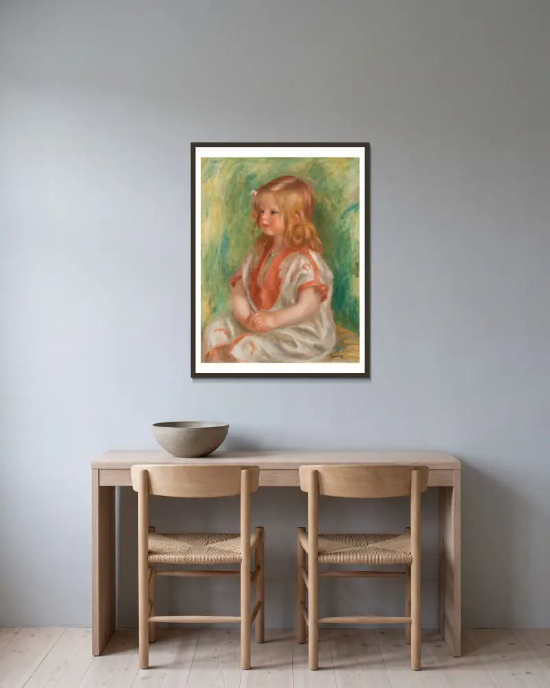 Claude Renoir av Pierre-Auguste Renoir inramad på en vägg