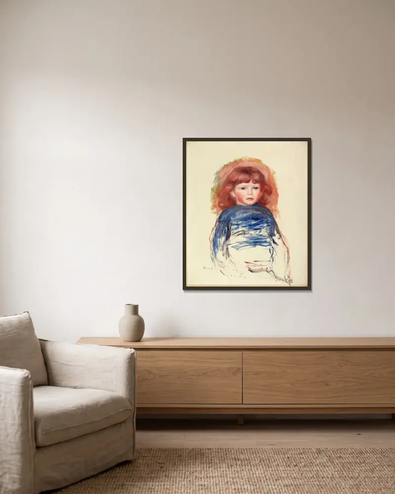 Coco av Pierre-Auguste Renoir inramad på en vägg