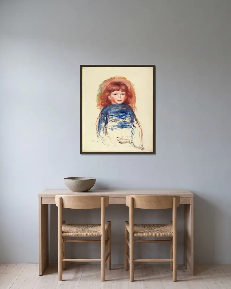 Coco av Pierre-Auguste Renoir inramad på en vägg