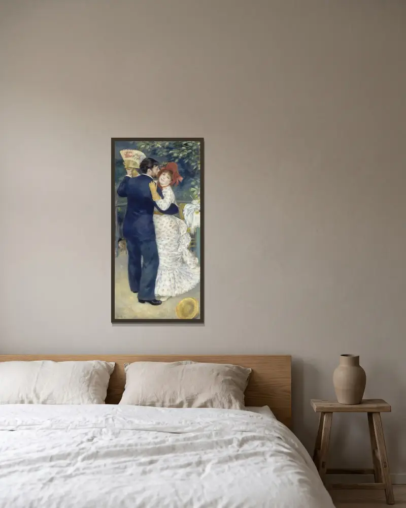 Tanz auf dem Lande von Pierre-Auguste Renoir gerahmt an einer Wand