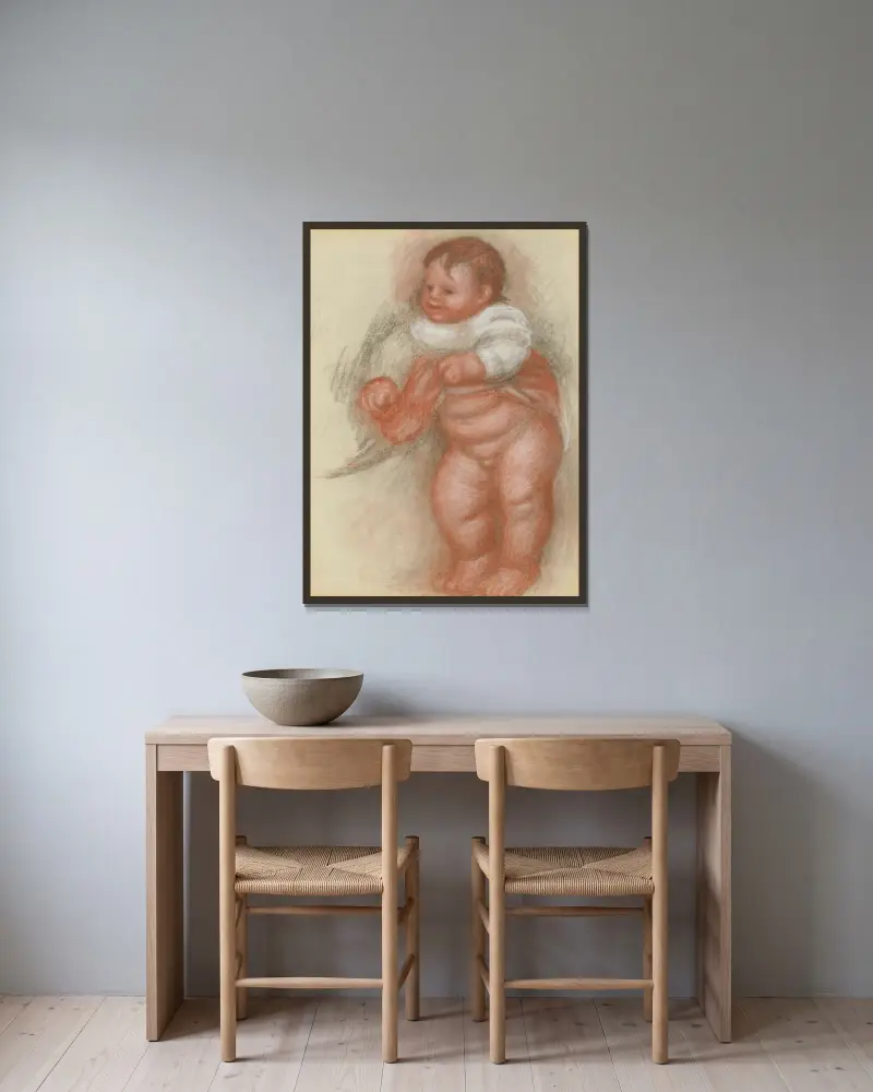 Stehendes nacktes Kind von Pierre-Auguste Renoir gerahmt an einer Wand