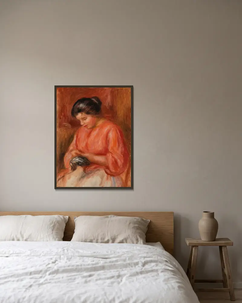 Dziewczyna cerująca, Pierre-Auguste Renoir w ramie na ścianie