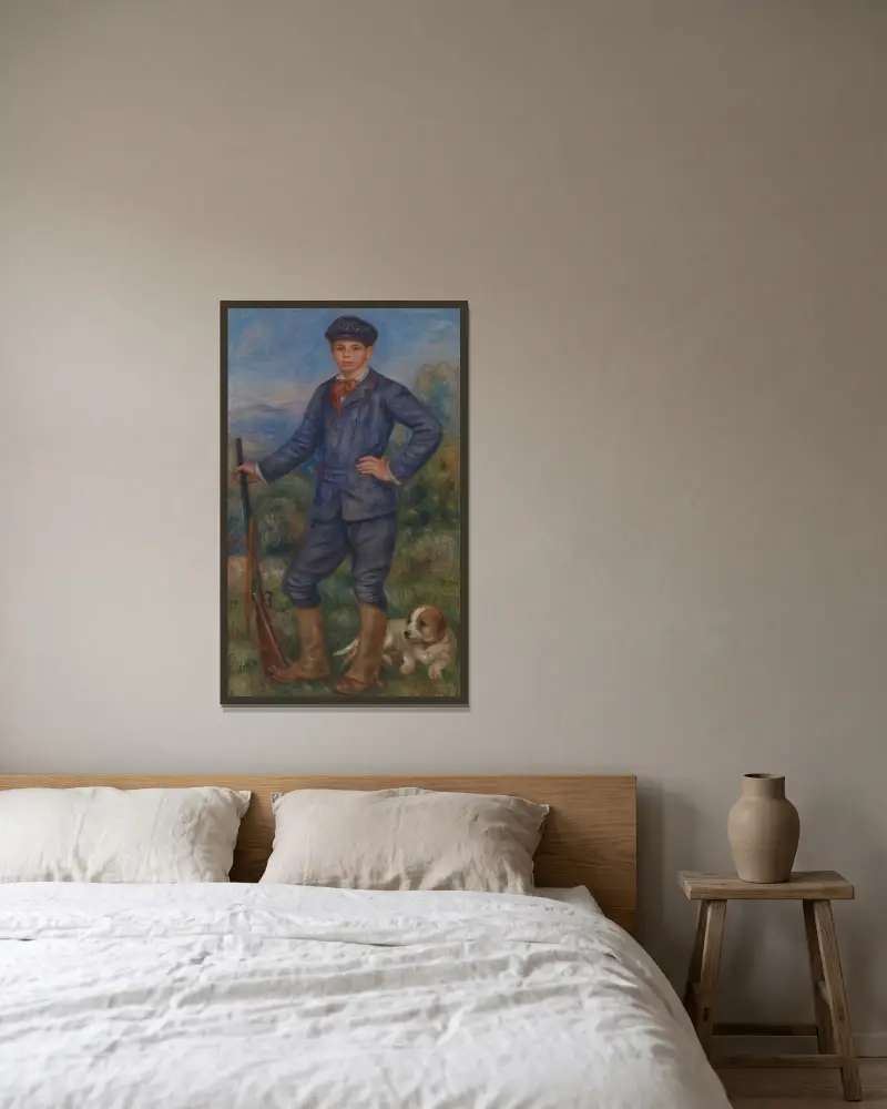 Jean as a Huntsman av Pierre-Auguste Renoir inramad på en vägg