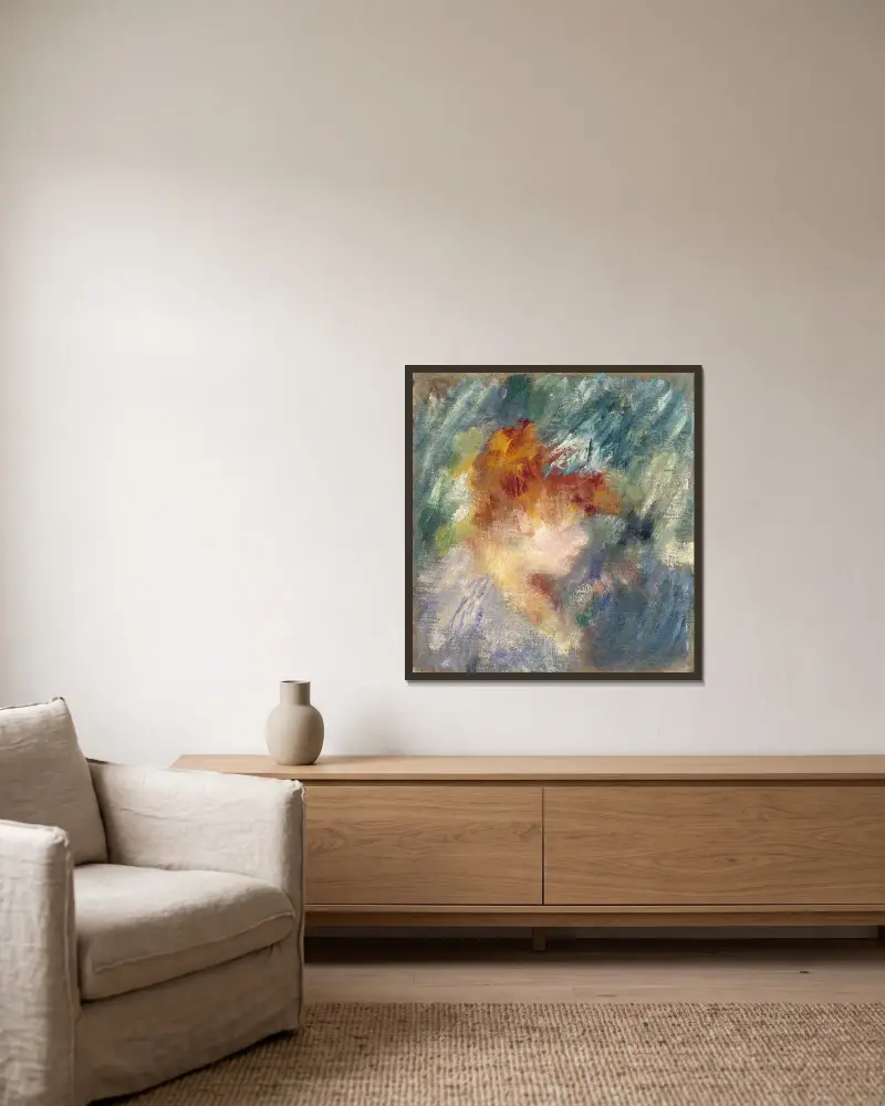 Jeanne Samary av Pierre-Auguste Renoir inramad på en vägg